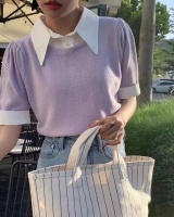 Simple splice tops Korean style summer sweater