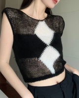 All-match knitted tops wears outside vest for women