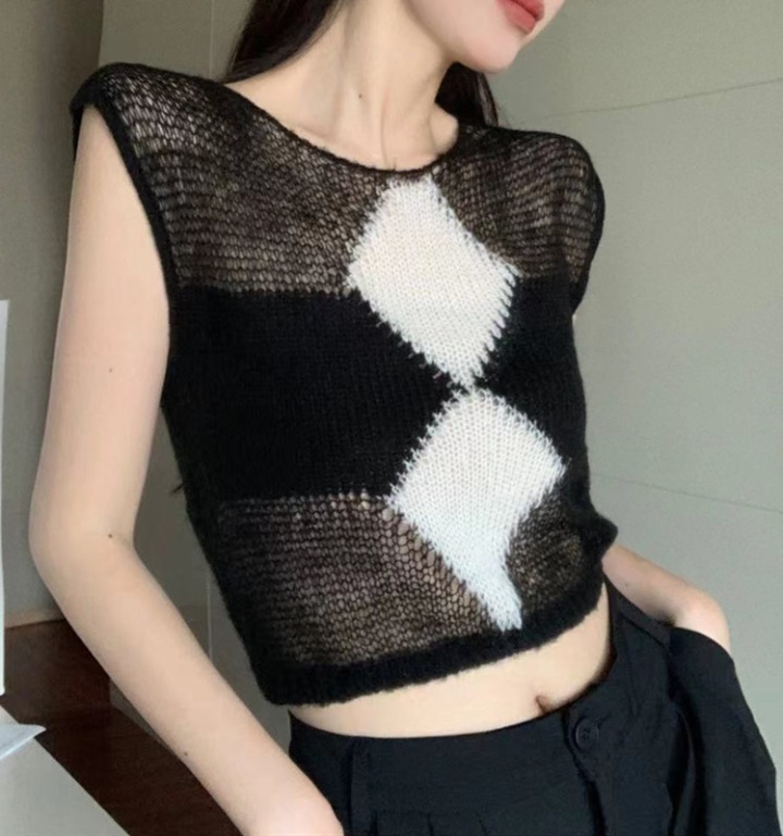 All-match knitted tops wears outside vest for women
