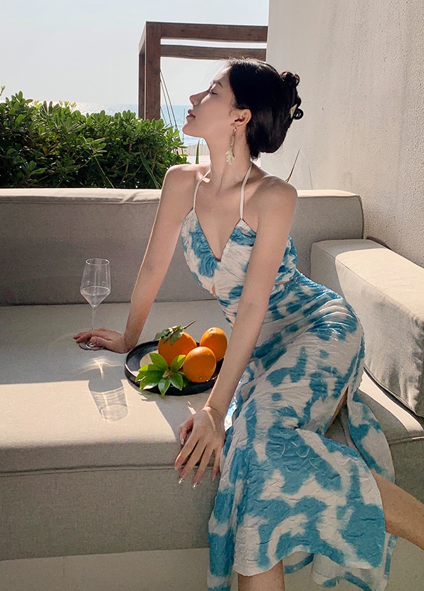 Blue seaside summer dress vacation Thailand beach dress