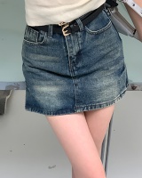 Spring and summer retro belt double skirt for women