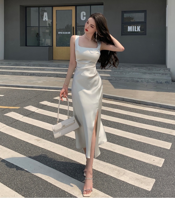 France style satin formal dress sling long dress for women