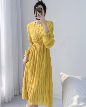France style dress yellow long dress for women