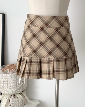 Package hip plaid high waist short skirt