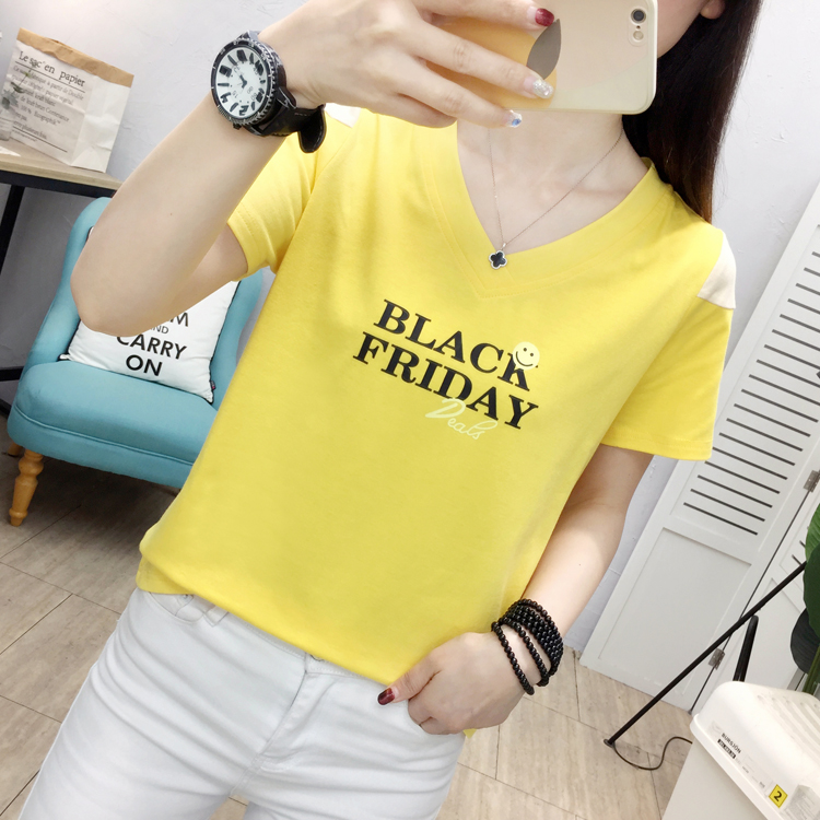 Loose student Casual tops pure cotton printing T-shirt
