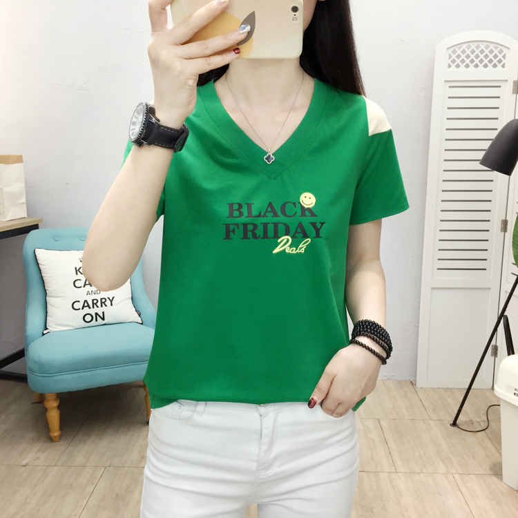 Loose student Casual tops pure cotton printing T-shirt