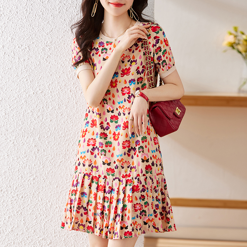 Loose mermaid summer chiffon floral dress