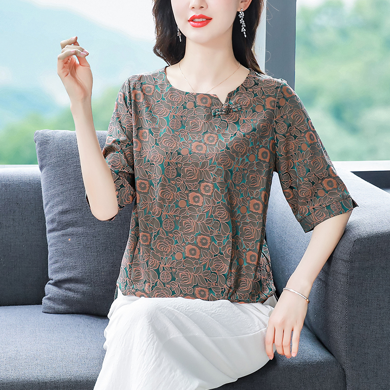 Western style tops real silk small shirt for women