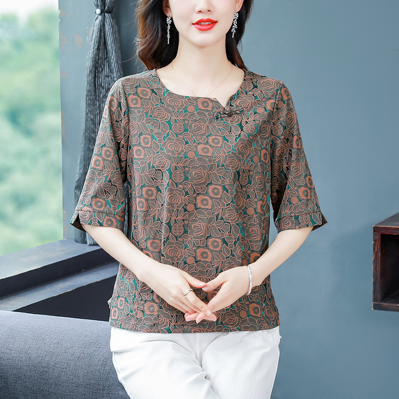 Western style tops real silk small shirt for women