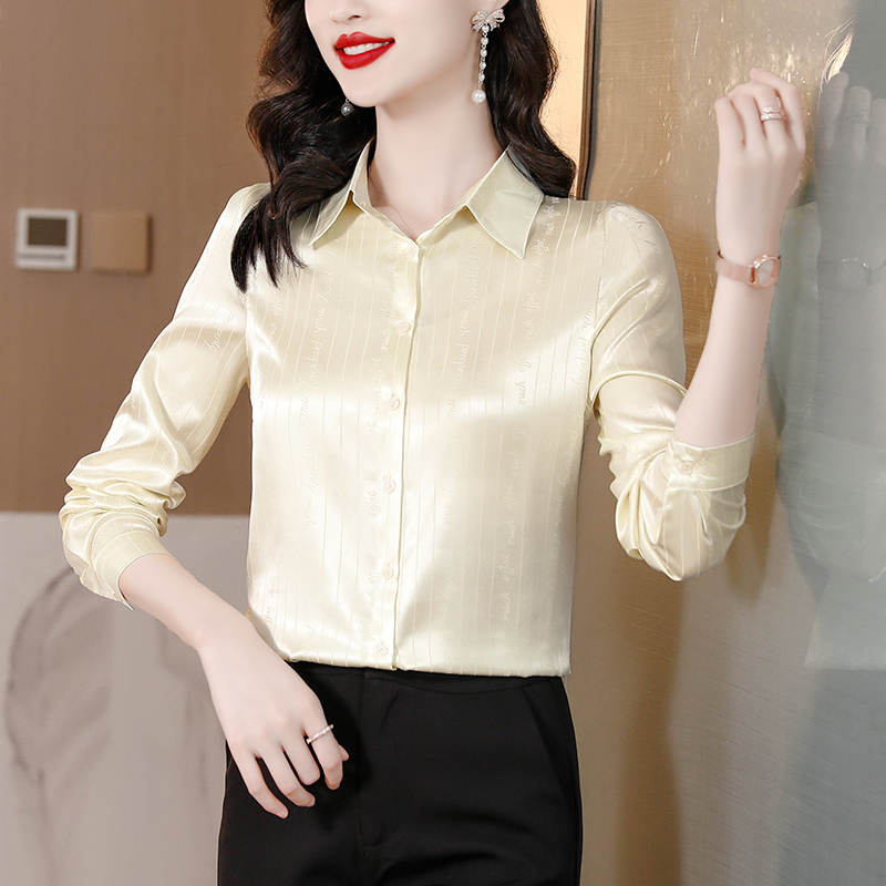 Silk real silk tops spring long sleeve shirt for women
