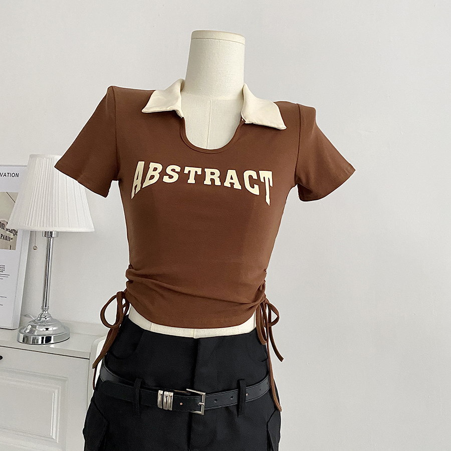 Short sleeve short unique T-shirt retro summer tops for women
