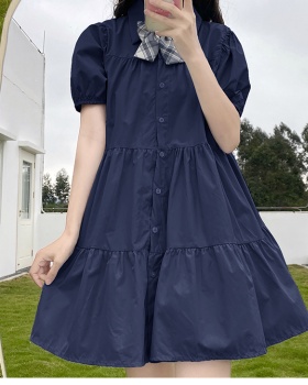 Summer bubble short sleeve dress for women