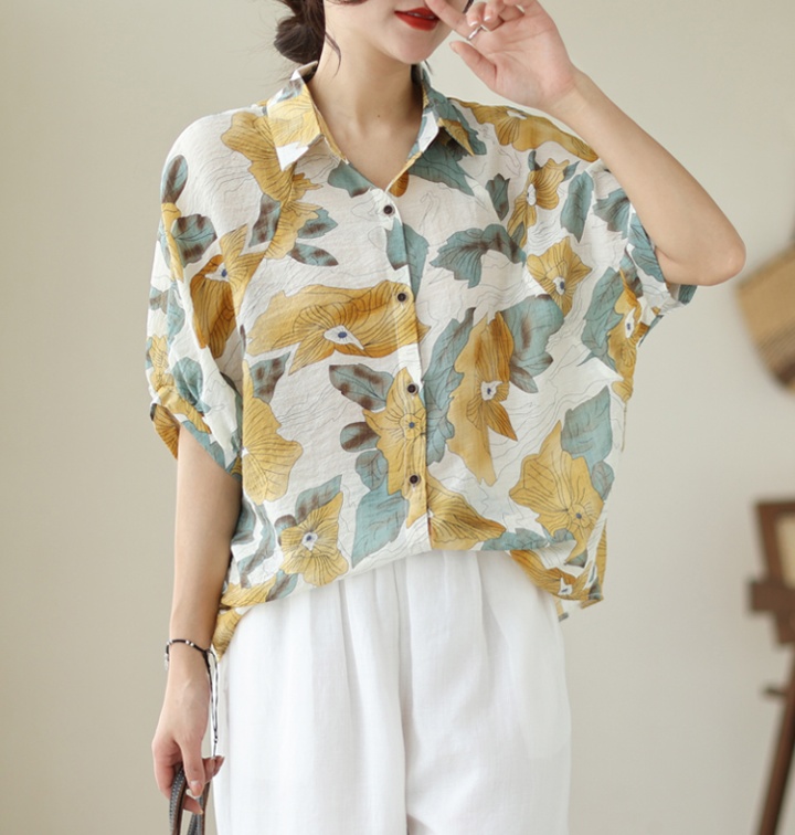 Summer thin shirt printing short sleeve tops for women