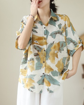 Summer thin shirt printing short sleeve tops for women