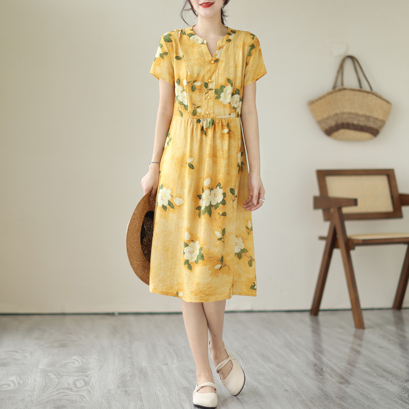 Large yard fashion art Western style retro slim dress