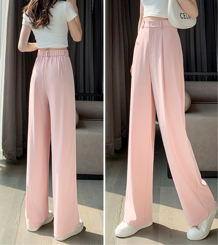 High waist pink suit pants thin wide leg pants for women