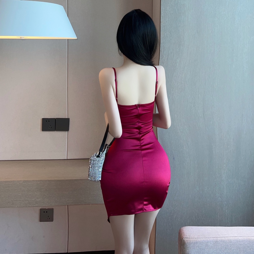 Low-cut hollow package hip sling slim sexy fashion dress