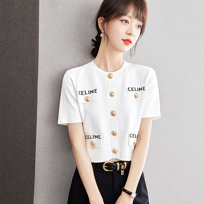 Summer small shirt letters cardigan for women