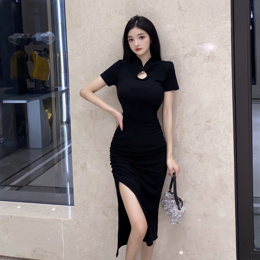 Split sexy dress slim drawstring cheongsam