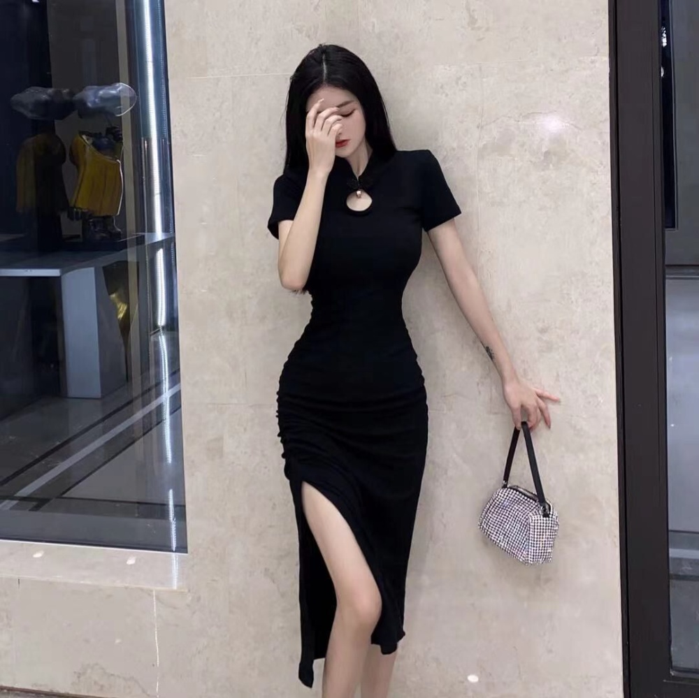 Split sexy dress slim drawstring cheongsam