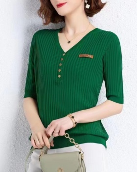 V-neck Western style sweater thin summer T-shirt