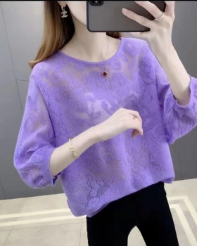 Lace loose T-shirt short sleeve sweater for women