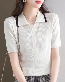 Summer soft fashion knitted bottoming shirt