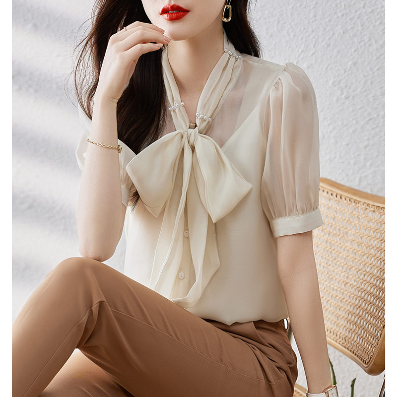 Gauze summer short sleeve shirt 2pcs set for women