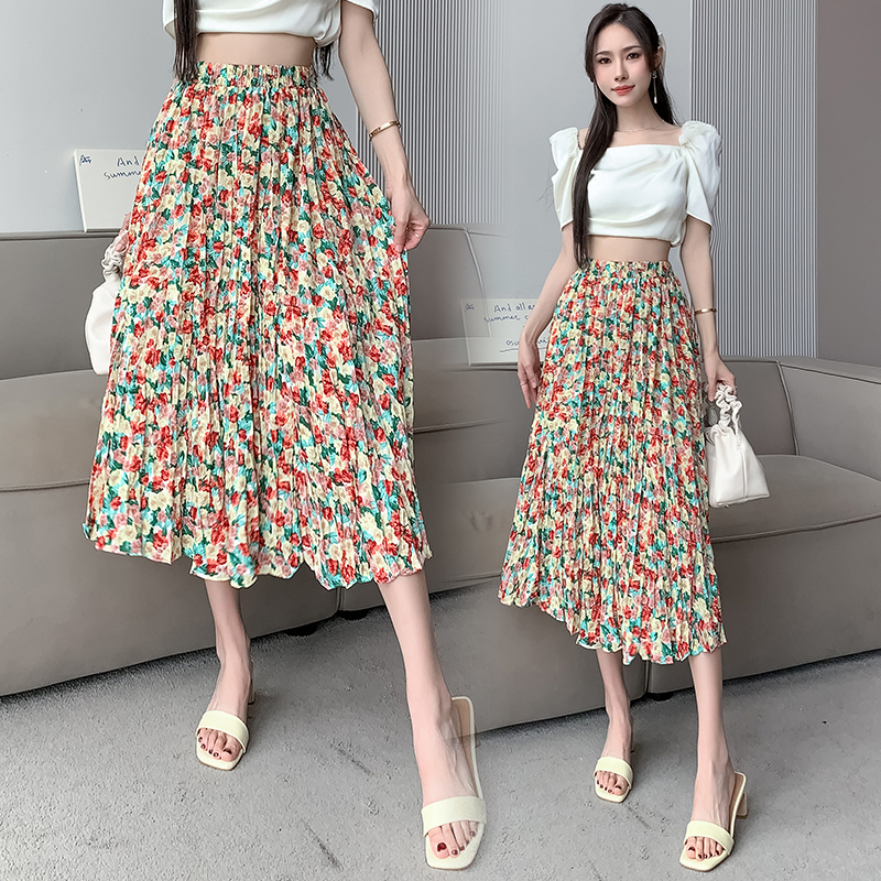 Large yard floral skirt vacation long skirt for women
