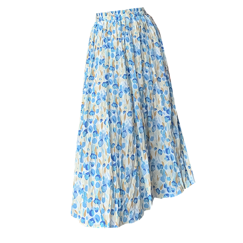 Fold summer skirt pleated large yard long skirt for women