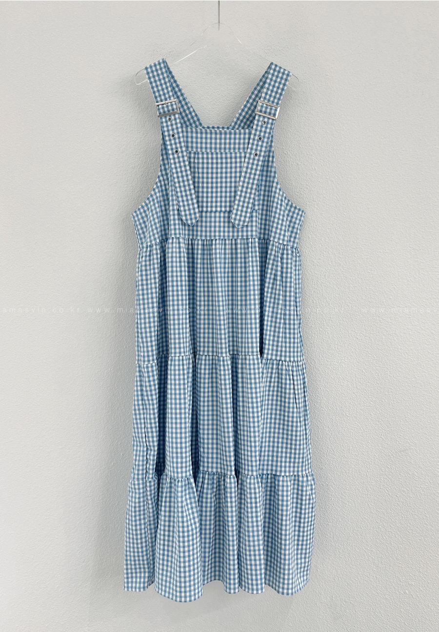 Retro Korean style summer fashion Casual strap plaid dress