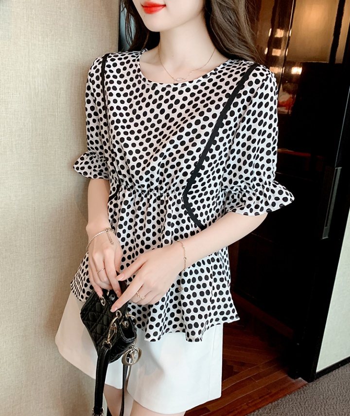 Slim polka dot T-shirt skirt style chiffon shirt for women