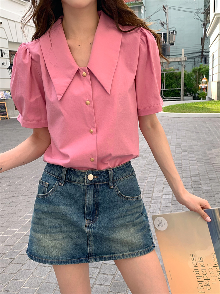 Summer simple short sleeve Korean style shirt