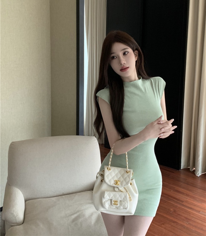 Half high collar knitted fashion package hip dress