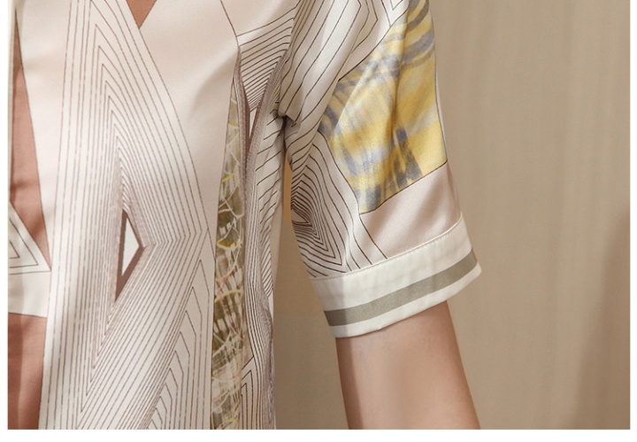 Summer silk shirt stripe short sleeve tops