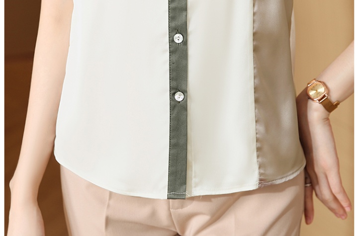 Silk slim spring shirt temperament splice tops for women