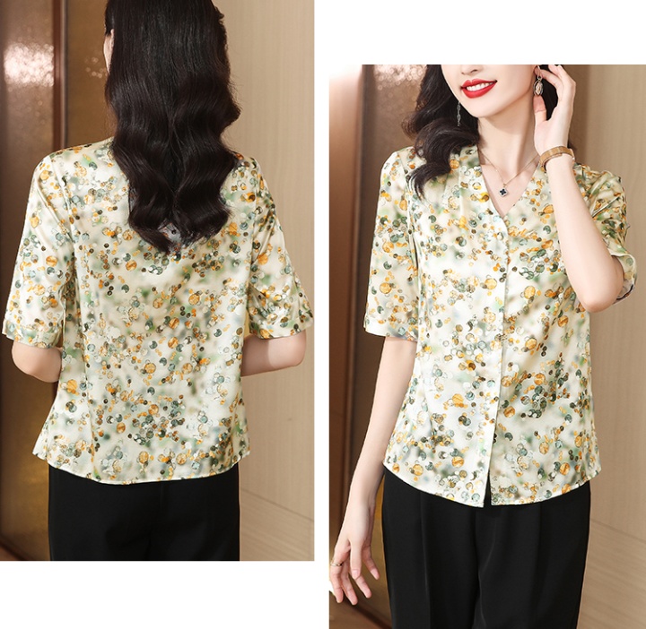 Silk fashion floral shirt real silk short sleeve spring tops