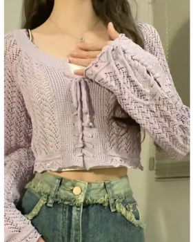 Thin summer tops knitted apricot cardigan