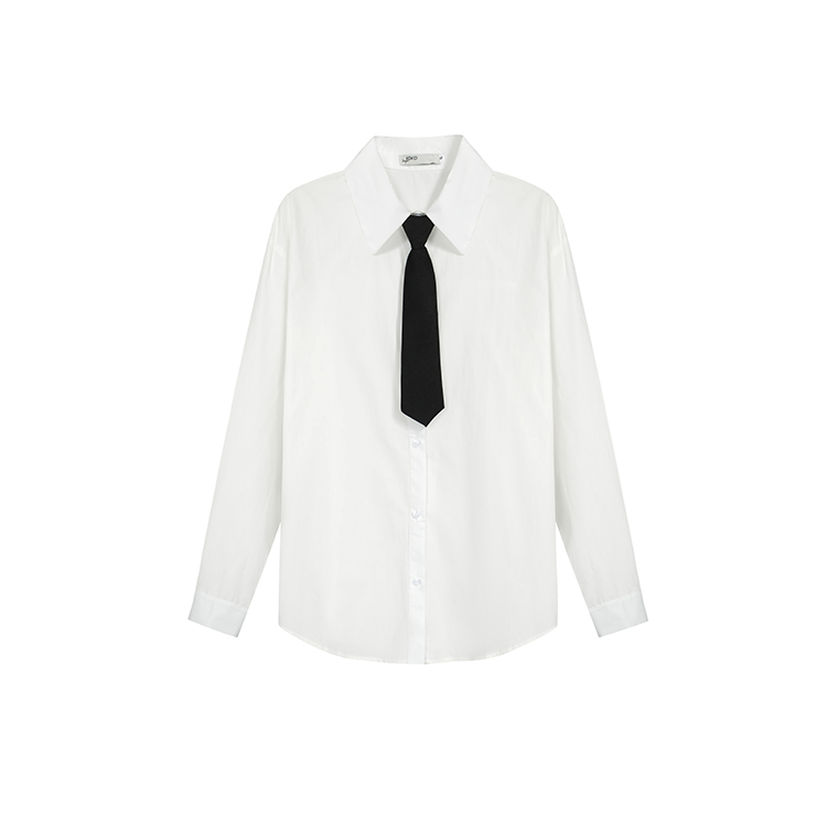 White loose collar shirt all-match inside the ride tops