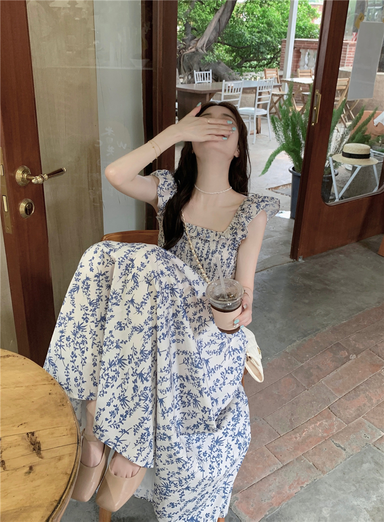 Floral dress vacation strap dress for women
