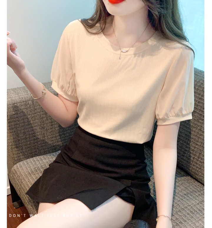 Simple short sleeve pure cotton T-shirt pullover slim tops