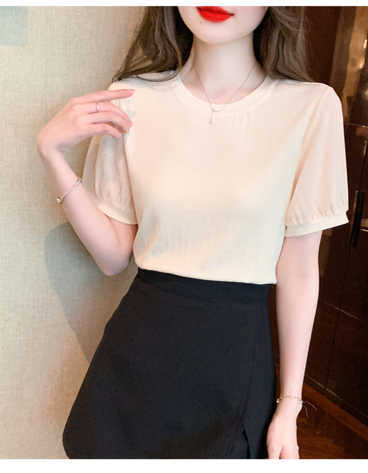 Simple short sleeve pure cotton T-shirt pullover slim tops