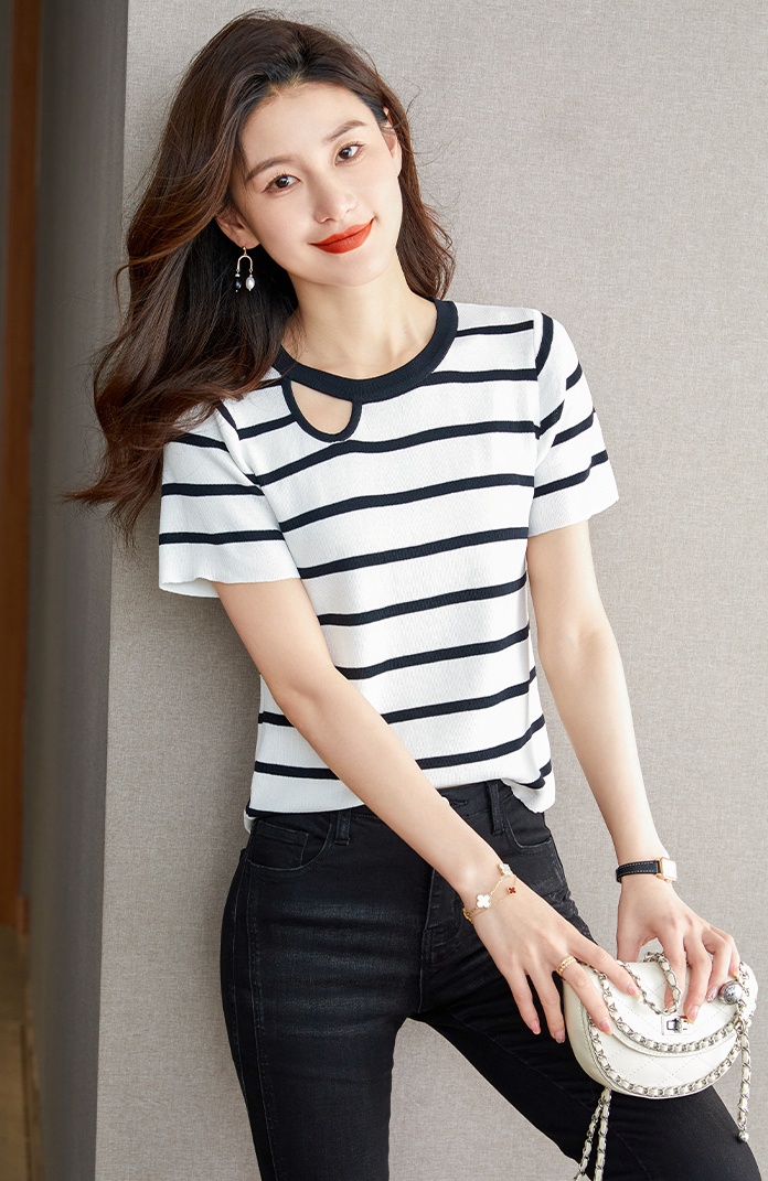 France style summer clavicle hollow sweater for women