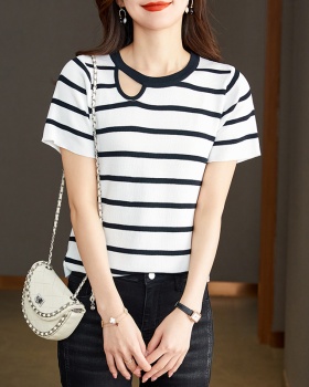 France style summer clavicle hollow sweater for women