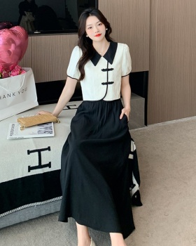 Slim embroidery small shirt Chinese style skirt 2pcs set