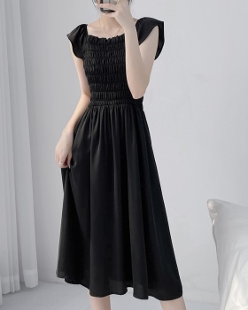 France style spring long dress black dress