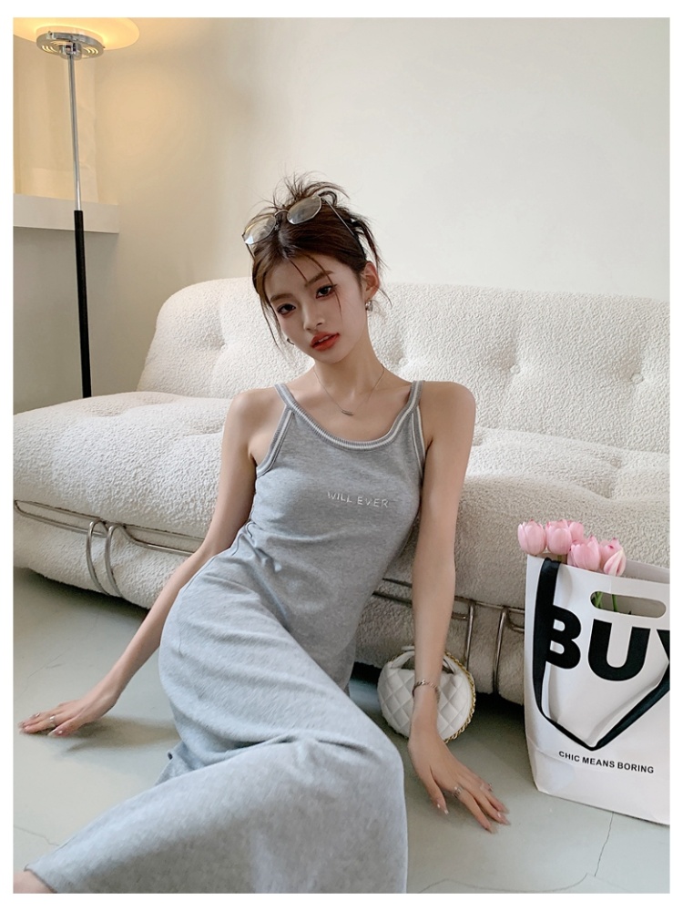 Mixed colors simple jumpsuit letters long dress