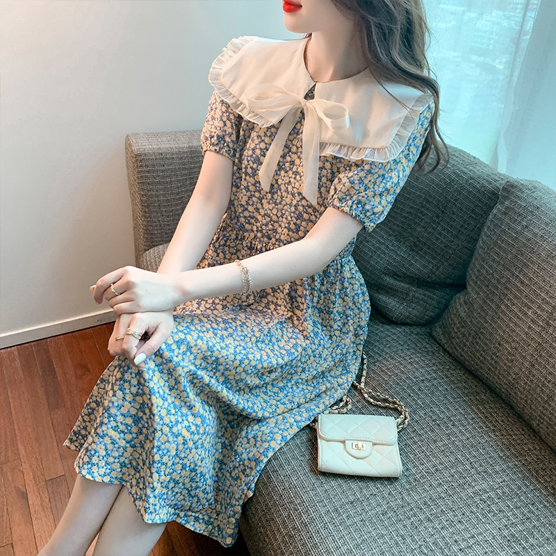 Sweet thin doll collar summer Korean style retro dress