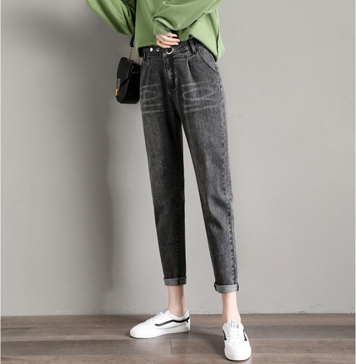Loose elasticity jeans all-match spring and autumn harem pants