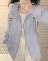 Blue ice silk tops summer Casual cardigan for women